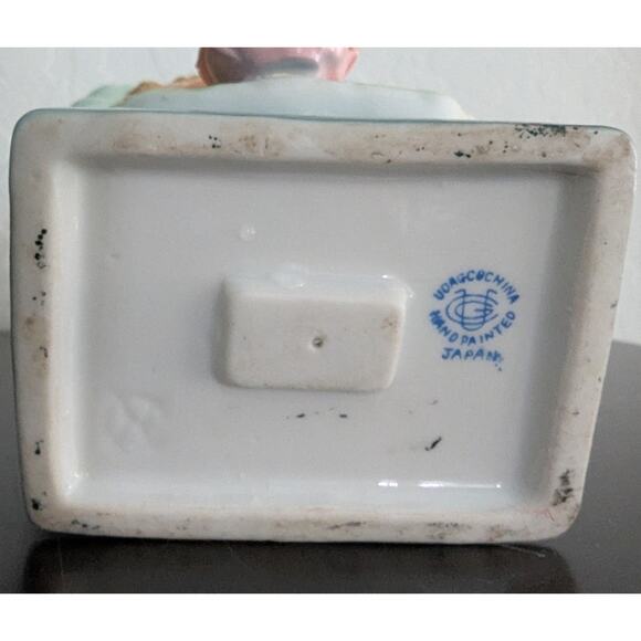 Lady Head vase Ucagco Ceramics Hand Painted Turban Rose Stamped Japan Blue Green - Picture 7 of 8